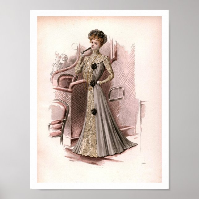 Póster Vintage Edwardian Lady Fashion Ilustracion (Frente)