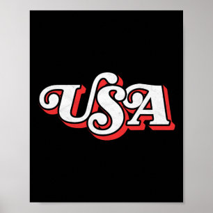 Póster Vintage Ee.Uu. Tipografía Retro Patriótica 4 De Ju