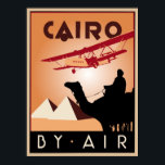 Póster Vintage Egypt travel art deco<br><div class="desc">El Cairo por Air Our vector remake (hasta cualquier tamaño, con cualquier regalo de Zazzle) de un anuncio de viaje de los años 30 para El Cairo y Egipto, mostrando las pirámides, un avión clásico y un hombre (bedouin) en un camello en silueta. ¿Versiones o tamaños personalizados? ¿Esta obra de...</div>