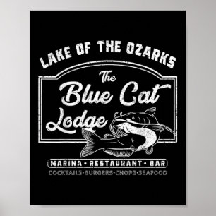 Póster Vintage El Lago Azul Cat Lodge De Los Ozarks