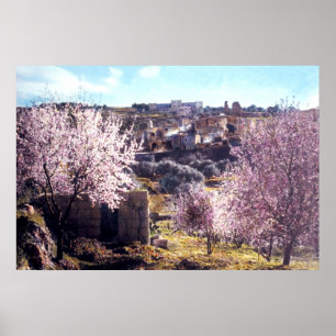 Póster Vintage el monte de los Olivos Jerusalén Israel