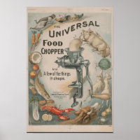 VINTAGE EL POSTER DEL CHOPPER DECO DE ALIMENTOS UN