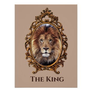 Póster Vintage Elegante León Marrón King Retro Dads