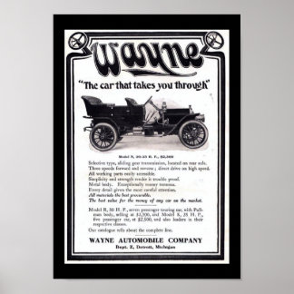 Póster Vintage Empresa de Automóviles Wayne