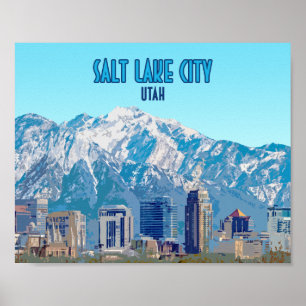 Póster Vintage en el centro de Utah en Salt Lake City