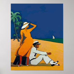 Póster Vintage En La Playa
