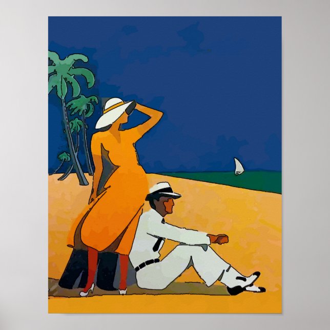 Póster Vintage En La Playa (Frente)