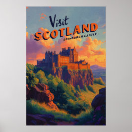 Póster Vintage Escocia Castillo de Edimburgo
