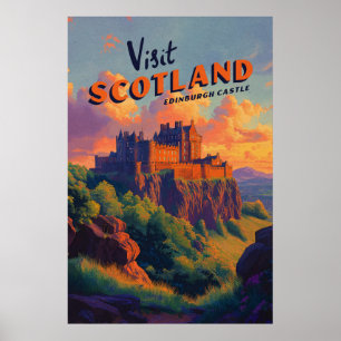 Póster Vintage Escocia Castillo de Edimburgo