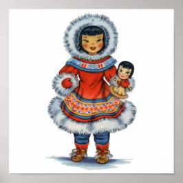 Póster Vintage Eskimo vestido tradicional