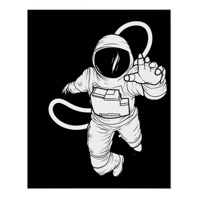 Póster Vintage Espacio Exterior Astronauta Divertido (Anverso)