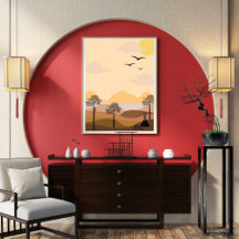 Vintage, explosión de sol vibrante, árbol sereno, 