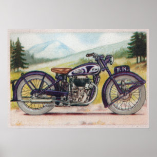 Póster Vintage F.N. púrpura Motorcycle Print