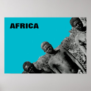 Póster Vintage Faces of Africa Watercolor Black and White