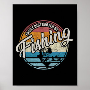 Póster Vintage Fácilmente Distraído Por La Pesca