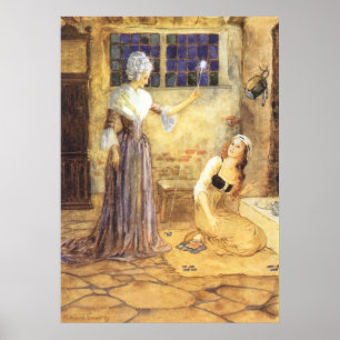 Póster Vintage Fairy Tale Cinderella con lechera