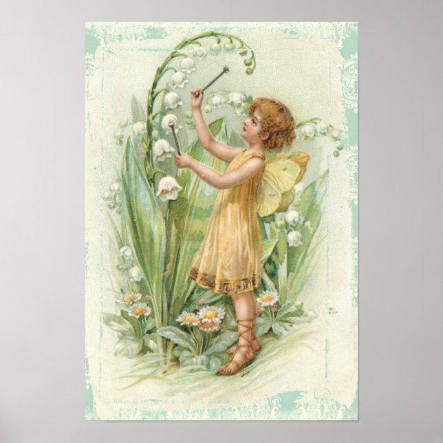 Póster Vintage Fairy with Flowers (Frente)