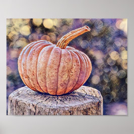 Póster Vintage Fall calabazas de otoño acuarela