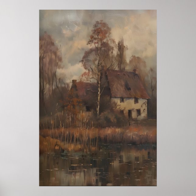 Póster Vintage Fall Landscape Printable Art, Moody (Frente)
