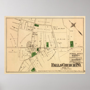 Póster Vintage Falls Church VA Map (1879)