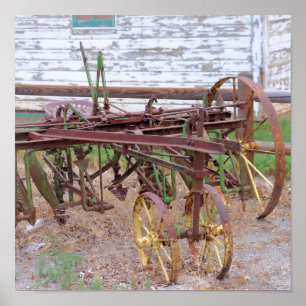 Póster Vintage Farm Equipment Rusty Metal  