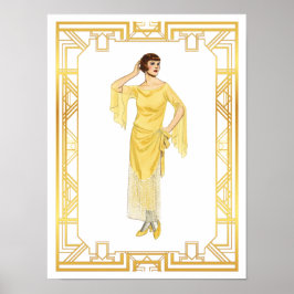 Póster Vintage Fashion Roaring de la noche de Flapper de