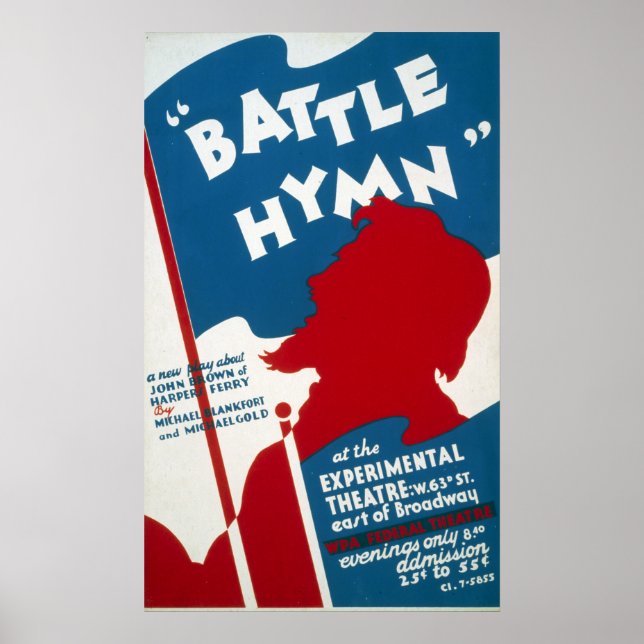 Póster Vintage Federal Theatre Project "Battle Hymn" WPA (Frente)