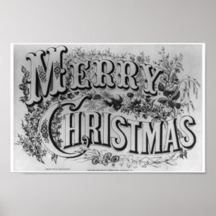 Póster Vintage "Feliz Navidad" alrededor de 1876
