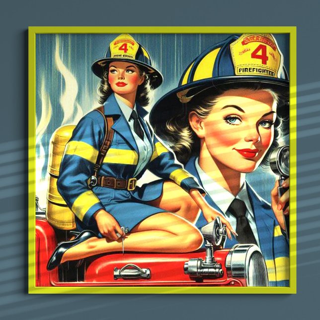 Póster Vintage Femenina Bombero (Subido por el creador)