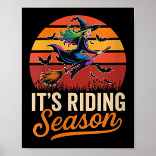 Póster Vintage femenino en Halloween en temporada diverti