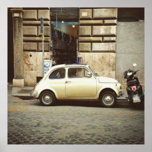 Póster Vintage Fiat en Roma