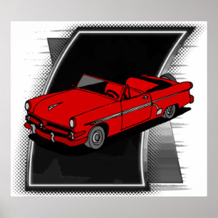 Póster Vintage Fifties Car Poster