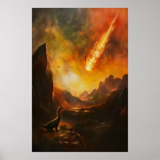 Póster Vintage Final de los Dinosaurios Dark Acade (Frente)