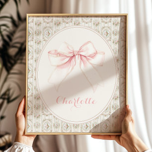 Póster Vintage Floral Baby Name Wall Art