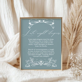 Póster Vintage Floral Baby Shower Late Night Diaper