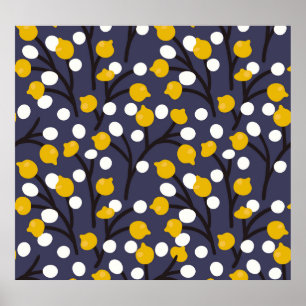 Póster Vintage floral delicado patrón botánico.