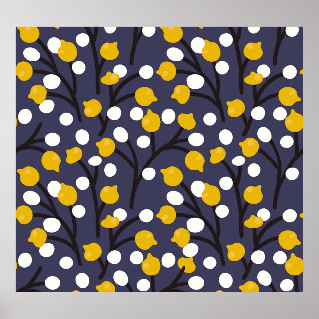 Póster Vintage floral delicado patrón botánico. (Frente)