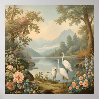 Póster Vintage Floral Poster – Semi-Gloss Value Print | R