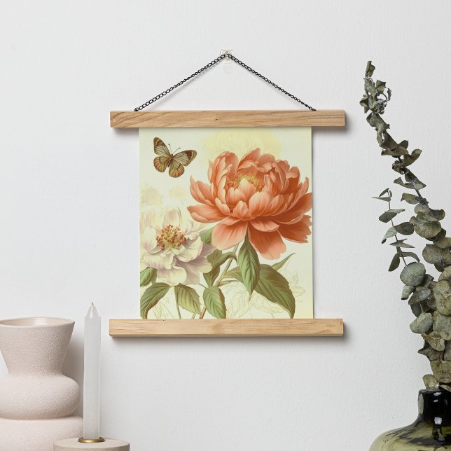 PÓSTER VINTAGE FLORAL SENCILLA CON MARIPOSA (Subido por el creador)