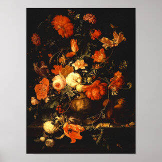 Póster Vintage Floral Still Life - Abraham Mignon