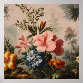 Póster Vintage floral still life with tropical flowers