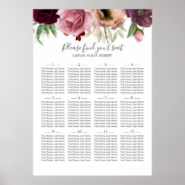 Póster Vintage Floral Watercolor Wedding Seating Chart