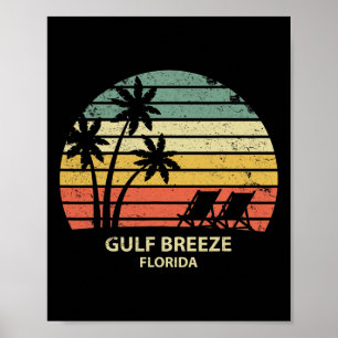 Póster Vintage Florida Gulf Breeze Beach T Shirt Guay Ret