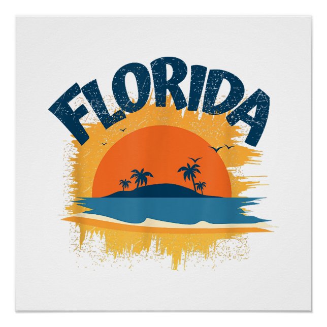 Póster Vintage Florida Retro Tee Design Sunshine (Anverso)