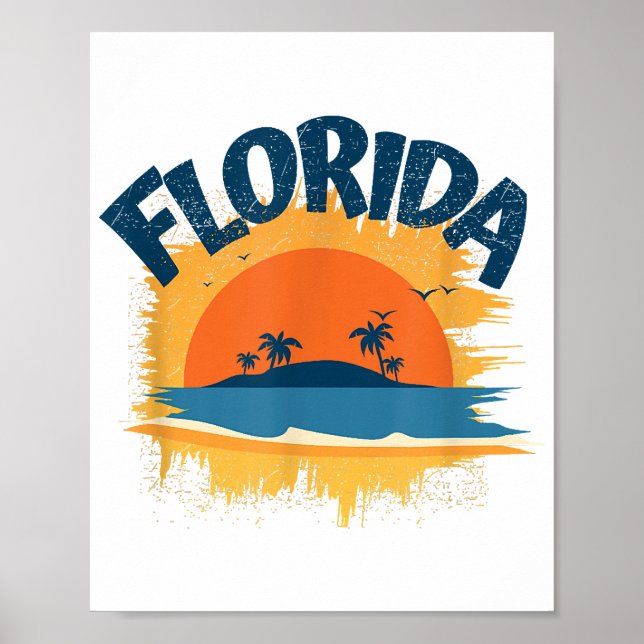 Póster Vintage Florida Retro Tee Design Sunshine (Frente)