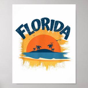 Póster Vintage Florida Retro Tee Design Sunshine