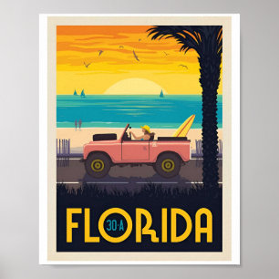 Póster Vintage Florida Travel Summer Poster
