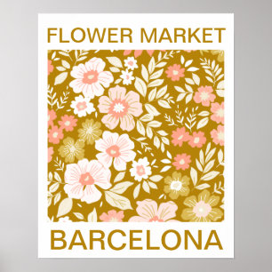Póster Vintage Flower Market Barcelona