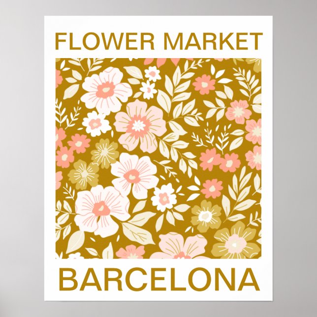 Póster Vintage Flower Market Barcelona (Frente)