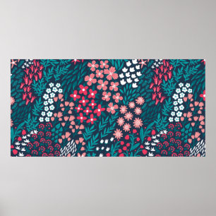 Póster Vintage flower seamless pattern. Endless repeated 